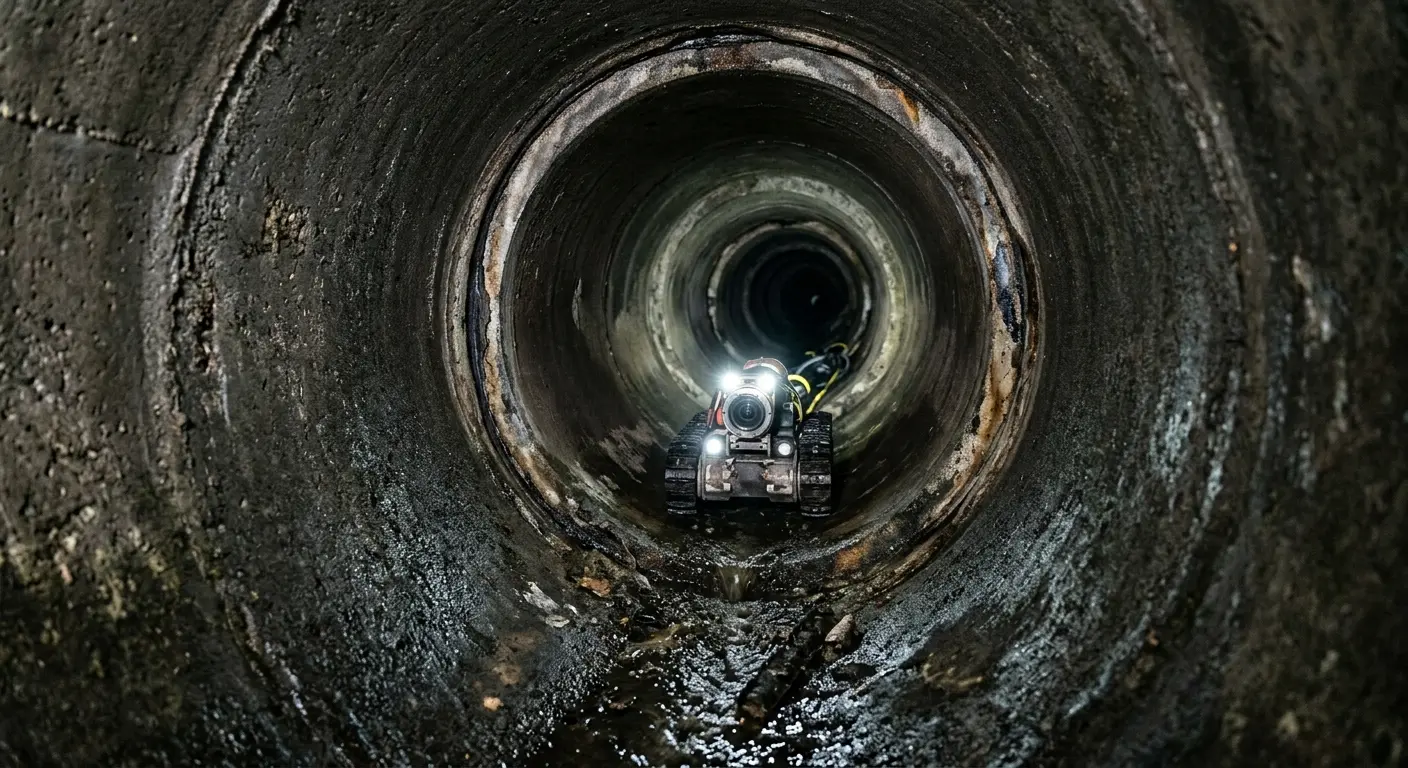 Robotic sewer camera inspecting pipe interior for Sewer Line Repair in East Hempfield